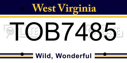 TOB7485 West Virginia License Plate