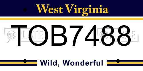 TOB7488 West Virginia License Plate