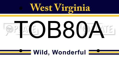 TOB80A West Virginia License Plate