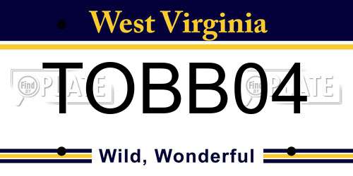 TOBB04 West Virginia License Plate