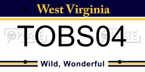 TOBS04 West Virginia License Plate