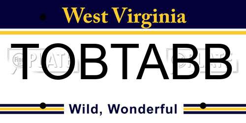 TOBTABB West Virginia License Plate