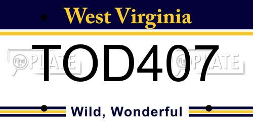 TOD407 West Virginia License Plate