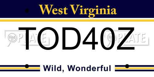 TOD40Z West Virginia License Plate