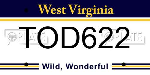 TOD622 West Virginia License Plate
