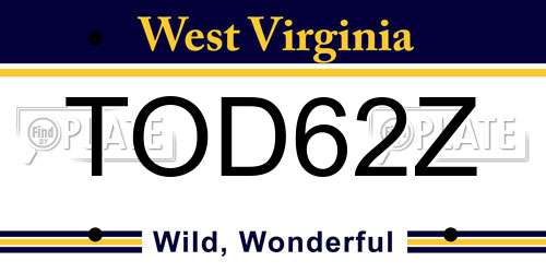 TOD62Z West Virginia License Plate