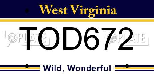 TOD672 West Virginia License Plate