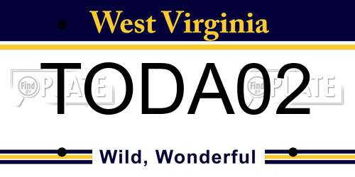 TODA02 West Virginia License Plate