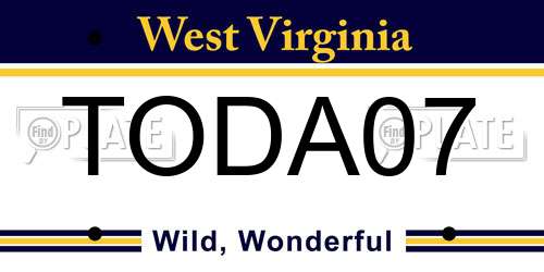 TODA07 West Virginia License Plate