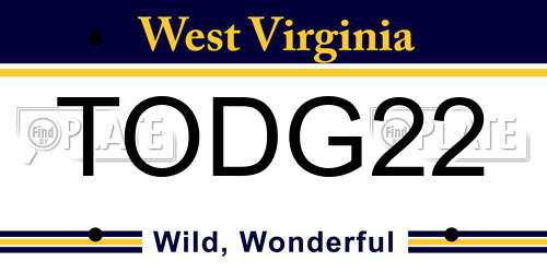 TODG22 West Virginia License Plate