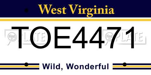 TOE4471 West Virginia License Plate