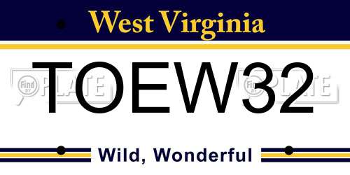 TOEW32 West Virginia License Plate