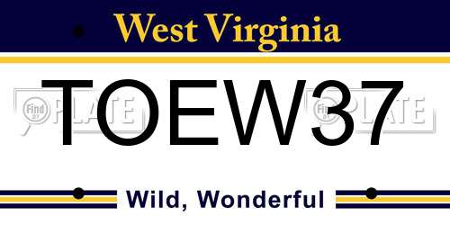 TOEW37 West Virginia License Plate