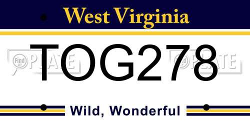 TOG278 West Virginia License Plate