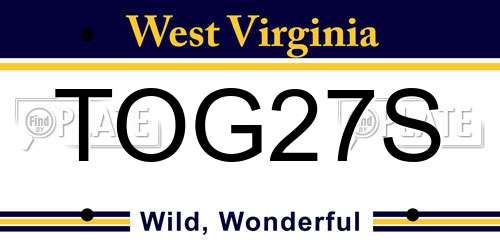 TOG27S West Virginia License Plate