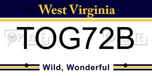 TOG72B West Virginia License Plate