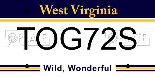 TOG72S West Virginia License Plate