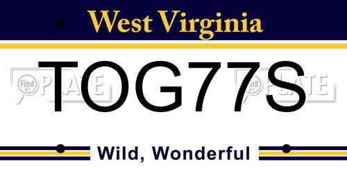 TOG77S West Virginia License Plate