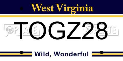 TOGZ28 West Virginia License Plate