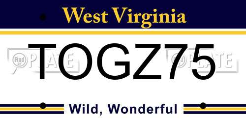 TOGZ75 West Virginia License Plate