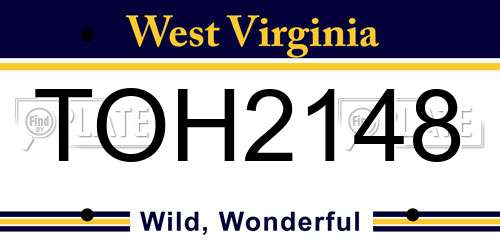TOH2148 West Virginia License Plate