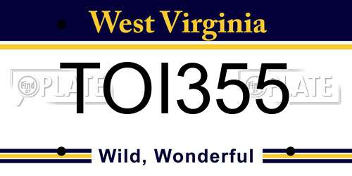 TOI355 West Virginia License Plate