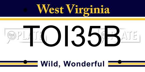TOI35B West Virginia License Plate