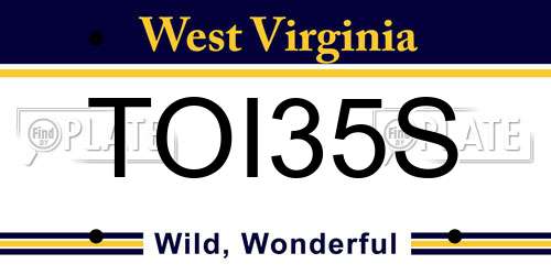 TOI35S West Virginia License Plate
