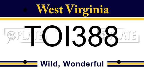 TOI388 West Virginia License Plate