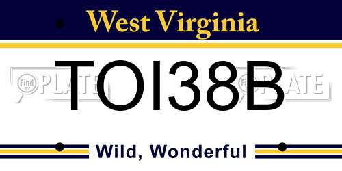 TOI38B West Virginia License Plate