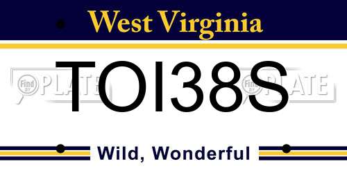 TOI38S West Virginia License Plate