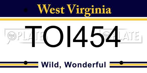 TOI454 West Virginia License Plate