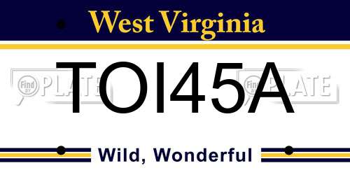 TOI45A West Virginia License Plate