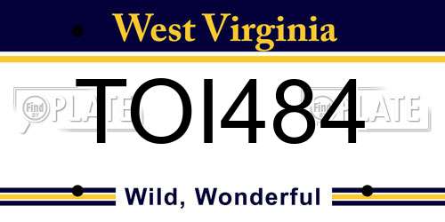 TOI484 West Virginia License Plate