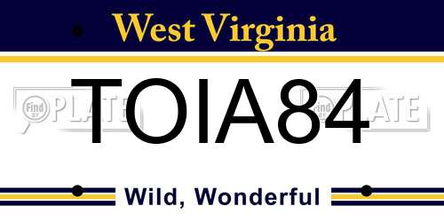 TOIA84 West Virginia License Plate