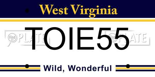 TOIE55 West Virginia License Plate