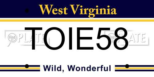 TOIE58 West Virginia License Plate