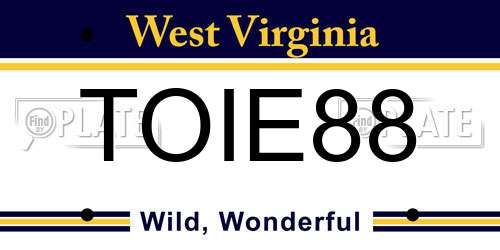 TOIE88 West Virginia License Plate