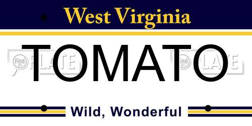 TOMATO West Virginia License Plate