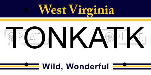 TONKATK West Virginia License Plate
