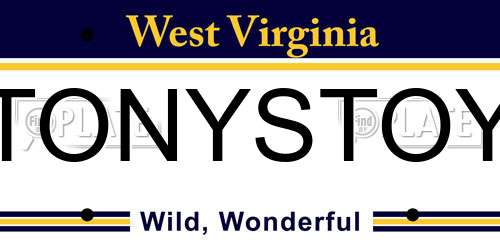 TONYSTOY West Virginia License Plate