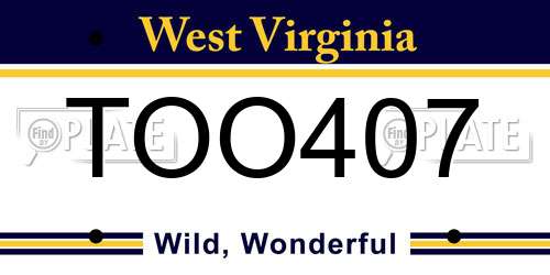 TOO407 West Virginia License Plate