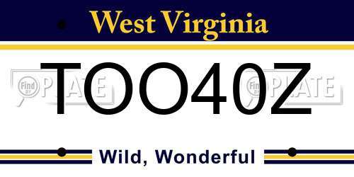 TOO40Z West Virginia License Plate