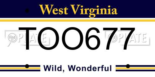 TOO677 West Virginia License Plate