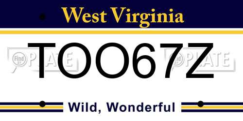 TOO67Z West Virginia License Plate