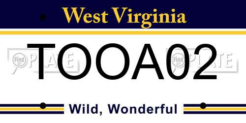 TOOA02 West Virginia License Plate