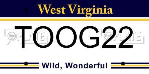 TOOG22 West Virginia License Plate