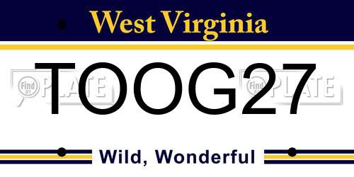 TOOG27 West Virginia License Plate
