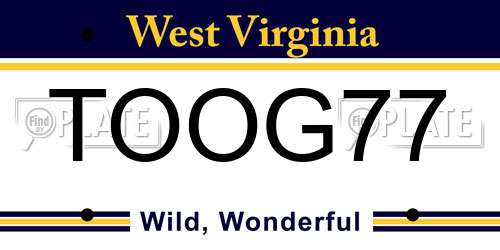 TOOG77 West Virginia License Plate