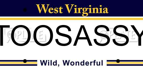 TOOSASSY West Virginia License Plate